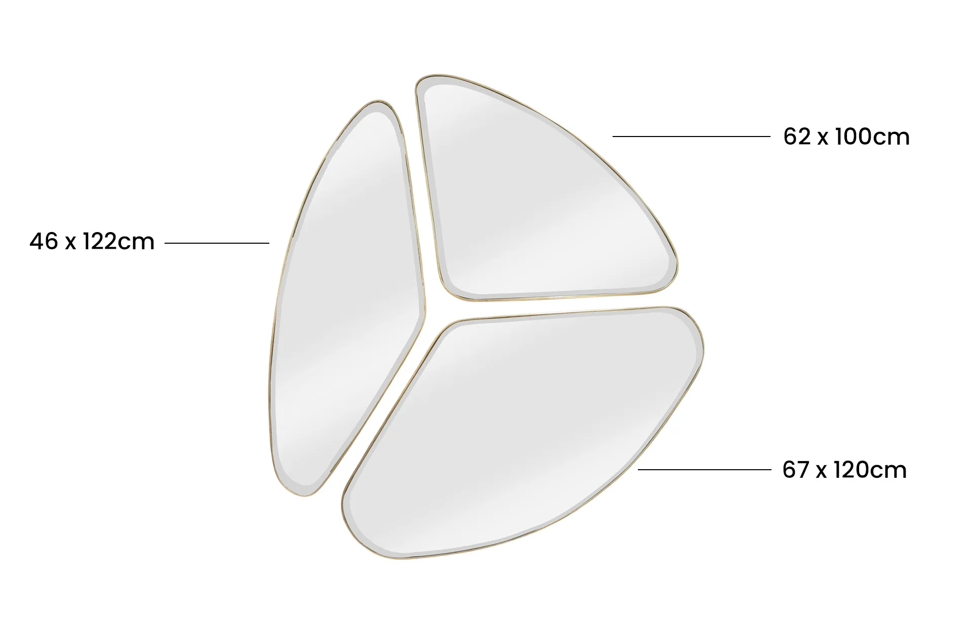 Home Decor Cirro Mirror Set ( 3 Pcs ) Front View Size
