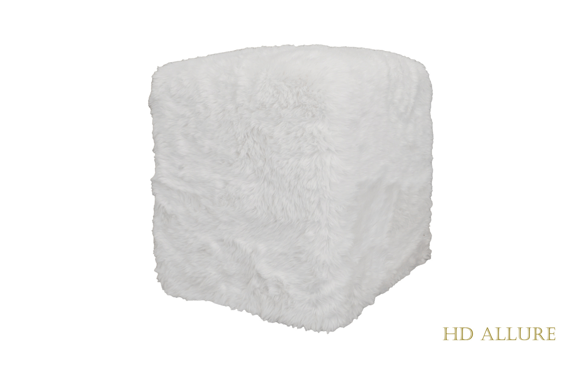 Home Decor Fleece Stool Yak Natural T.45 Side View