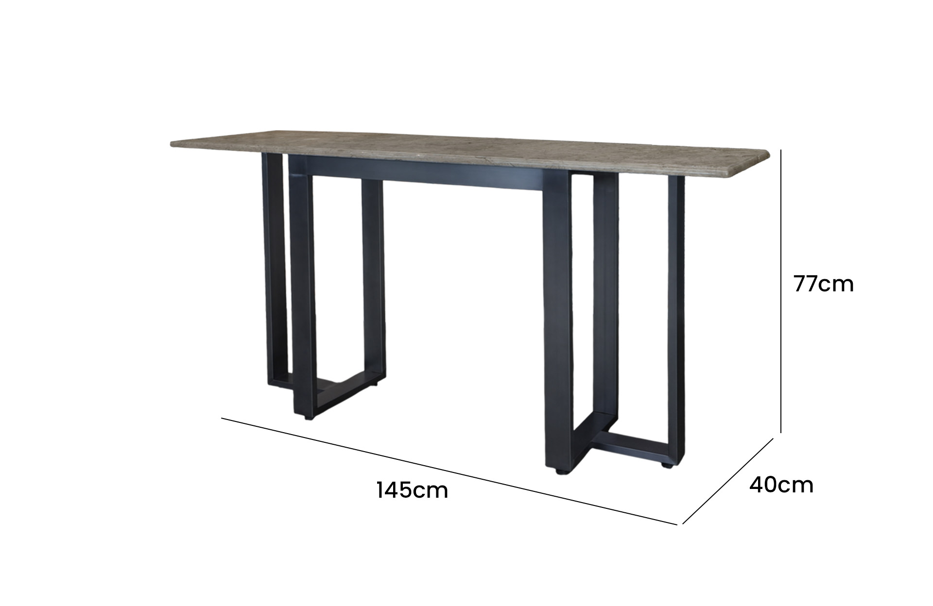Home Decor Garbera Console Table Side View Size