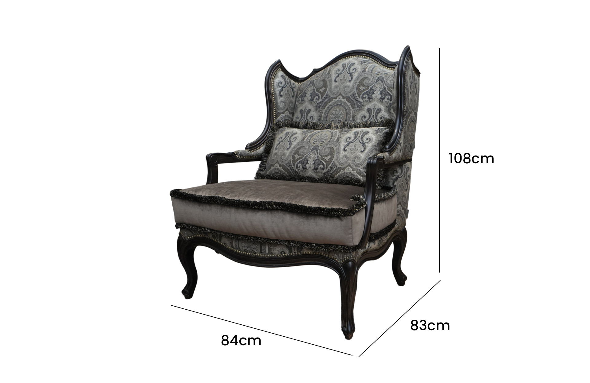 Home Decor Uluru Chair WS Black Side View Size