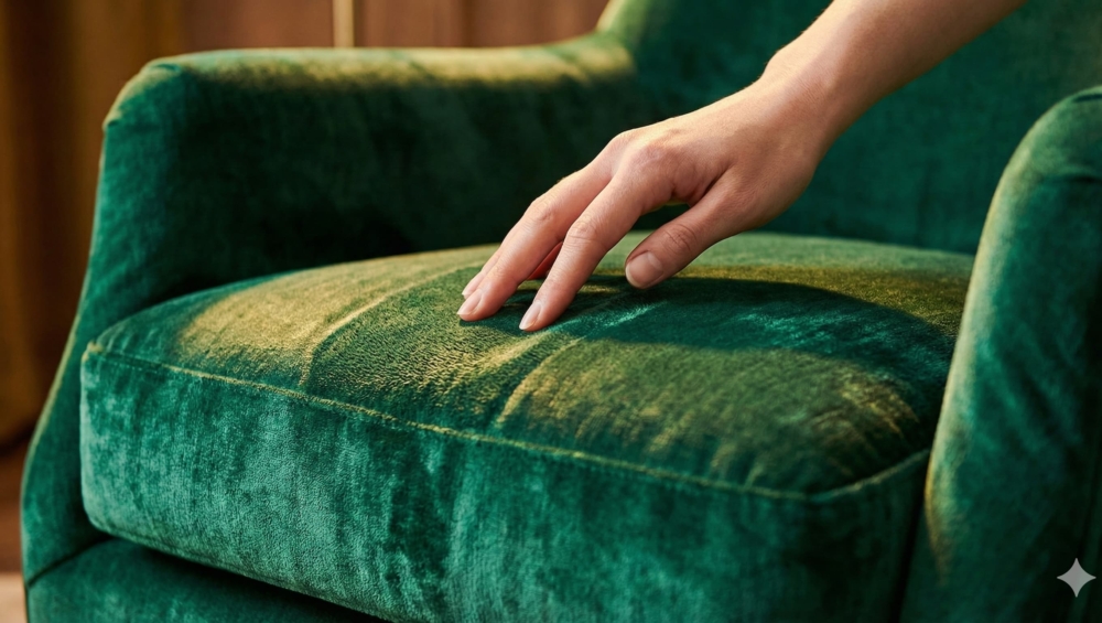 close-up velvet armchair