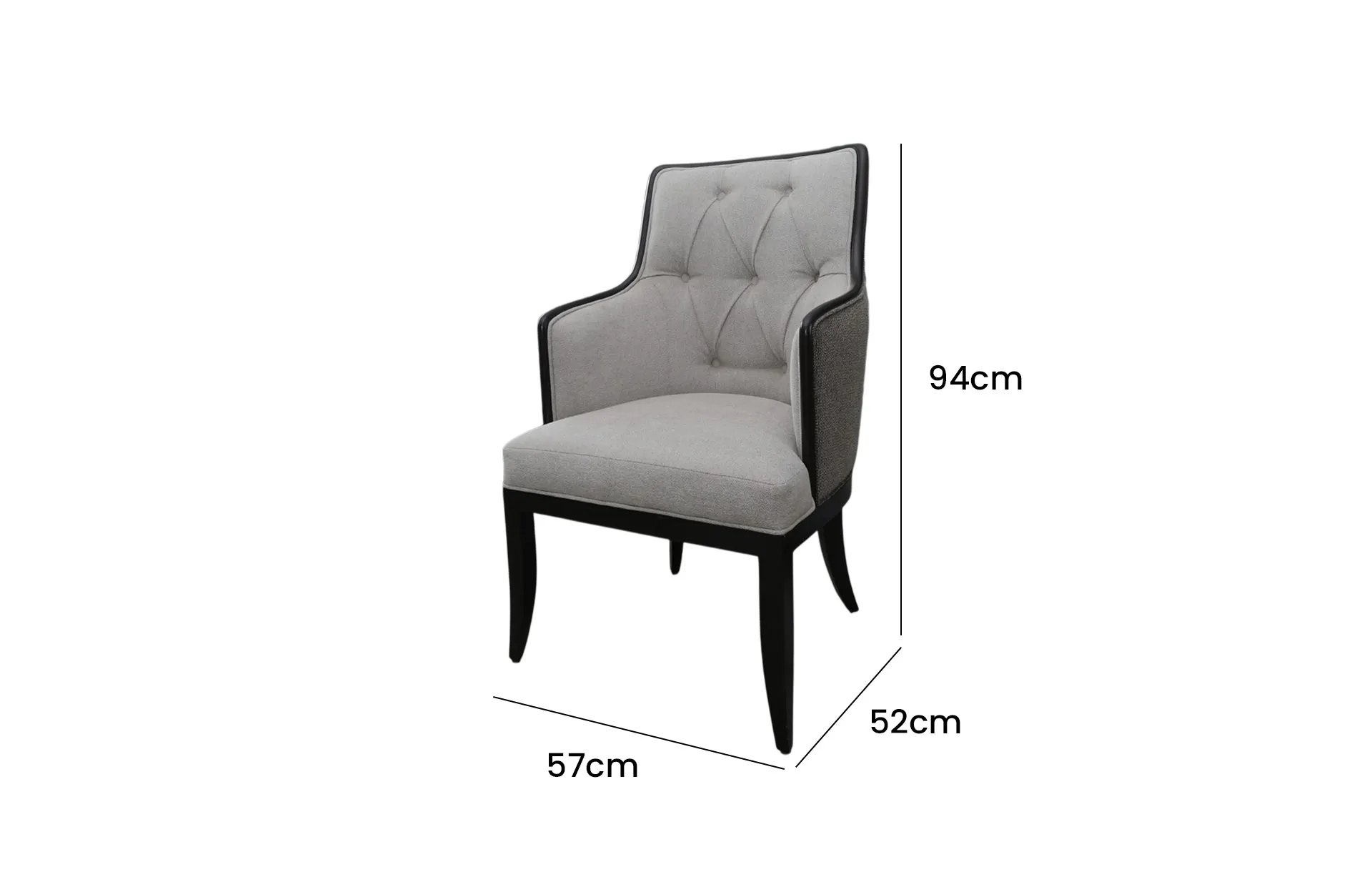 Home Decor Archelle Arm Dining Chair PCWR 05 Beige ( PNDK ) Side View Size