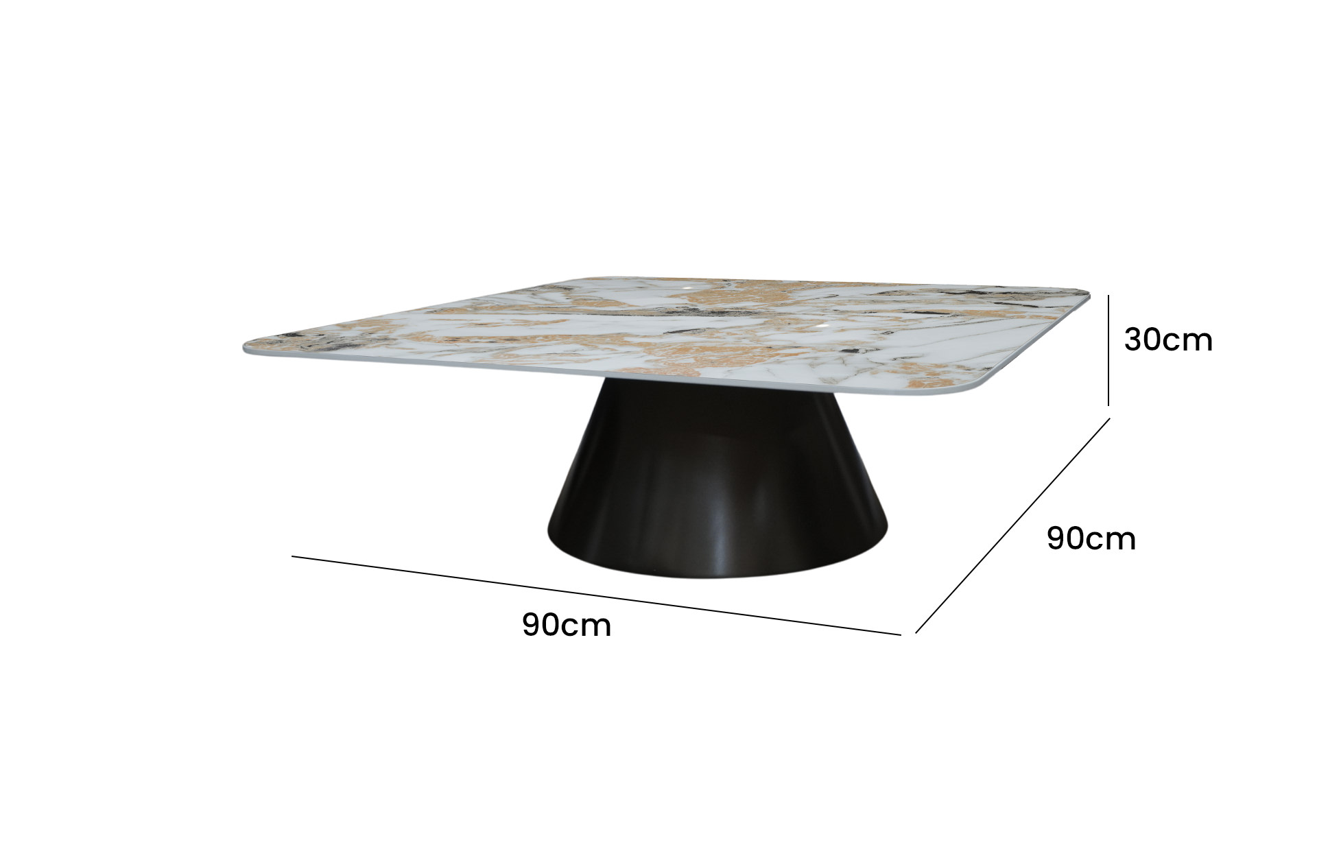 Home Decor Coffee Table CT6181-1CI Side View Size