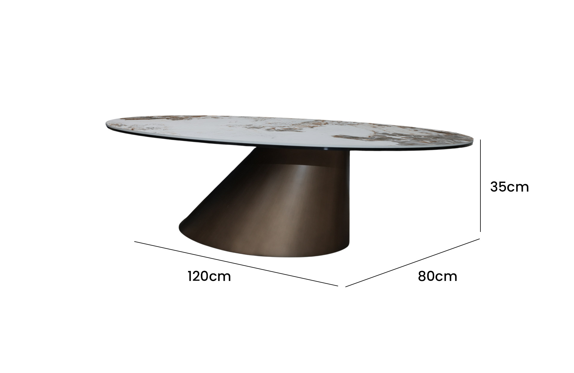 Home Deocr Coffee Table CT9375-CI Side View Size