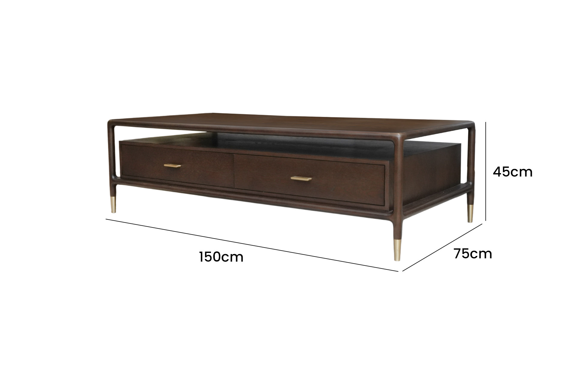 Home Decor Coffee Table Questa Q212 Side View Size