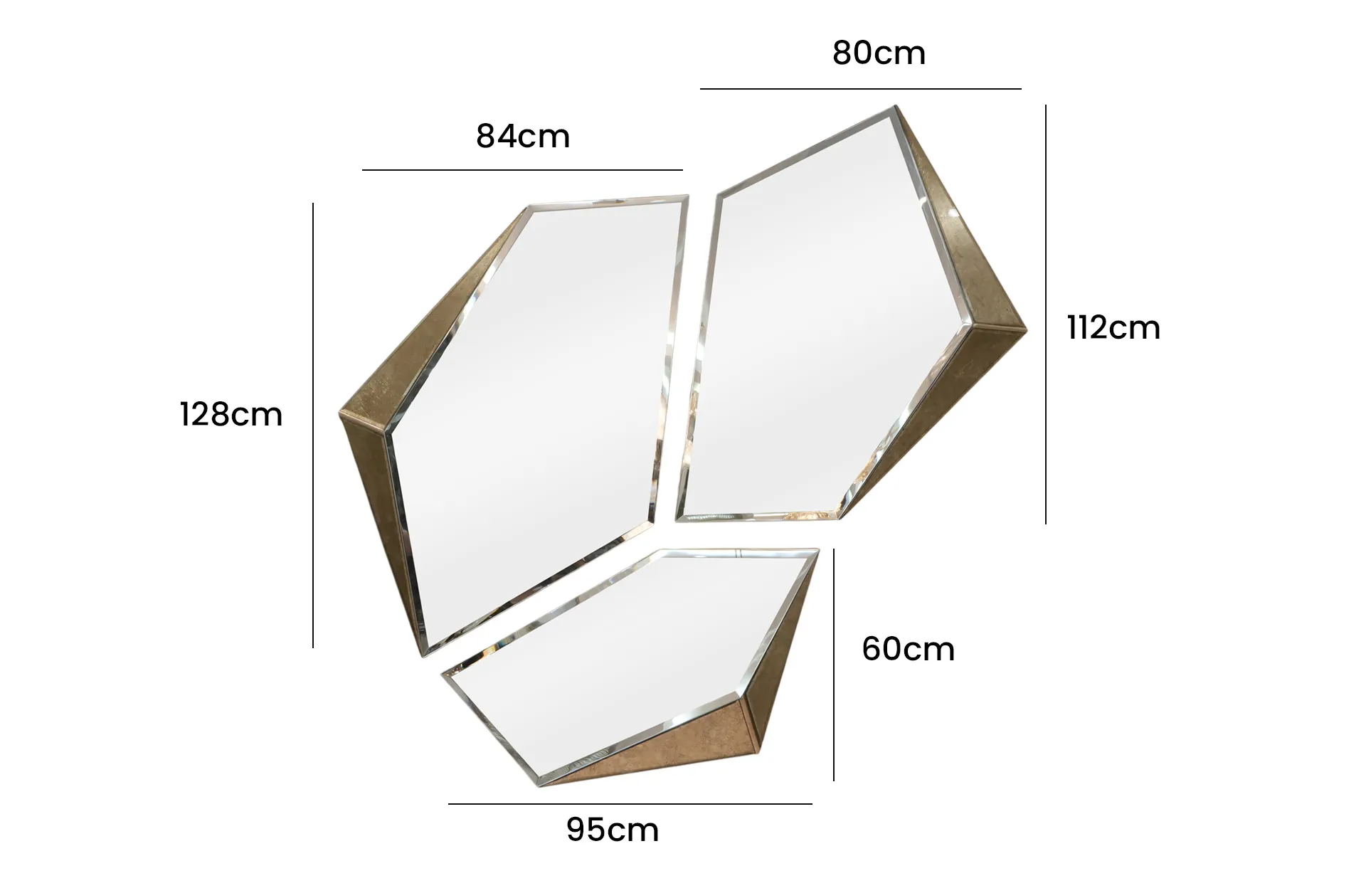 Home Decor Corda Mirror Set ( 3 pcs ) Front View Size