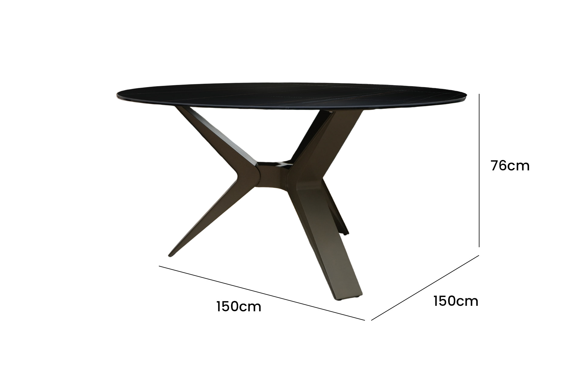 Home Decor Dining Table DT9468-2FCI Side View Size