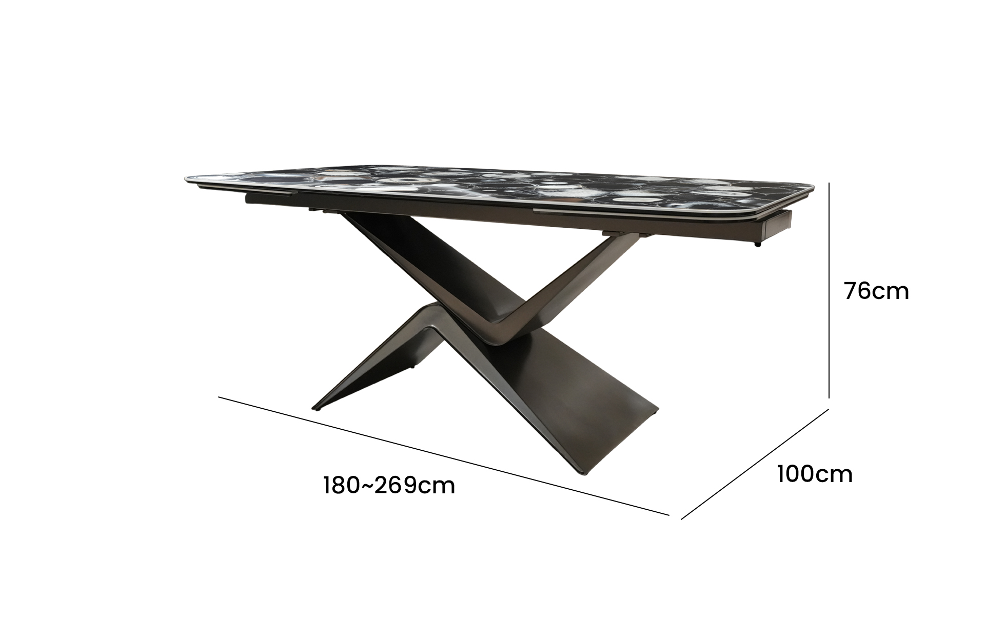 Home Decor Dining Table DT9527CI Side View 1 Size