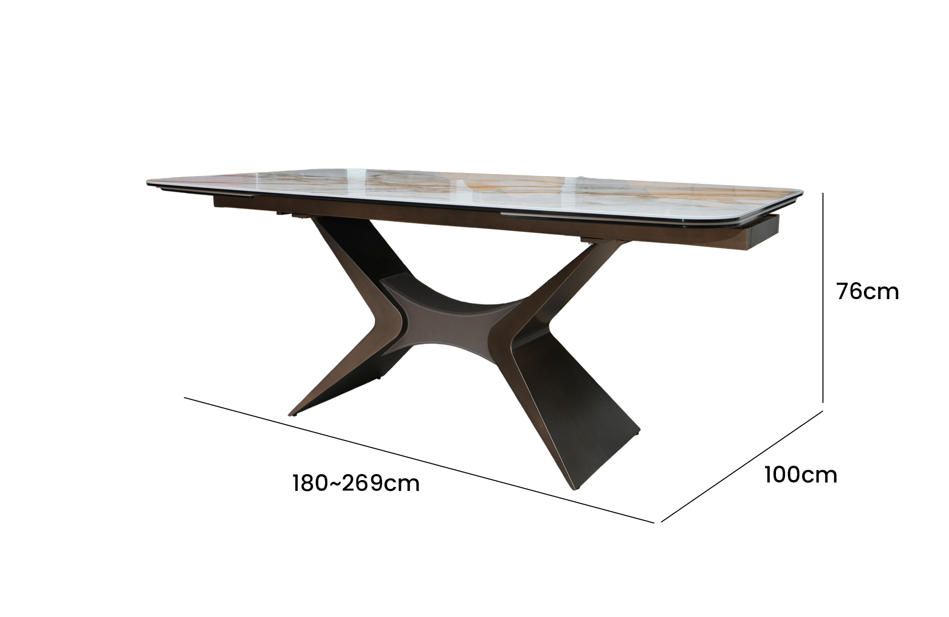 Home Decor Dining Table DT9569CI Side View 1 Size