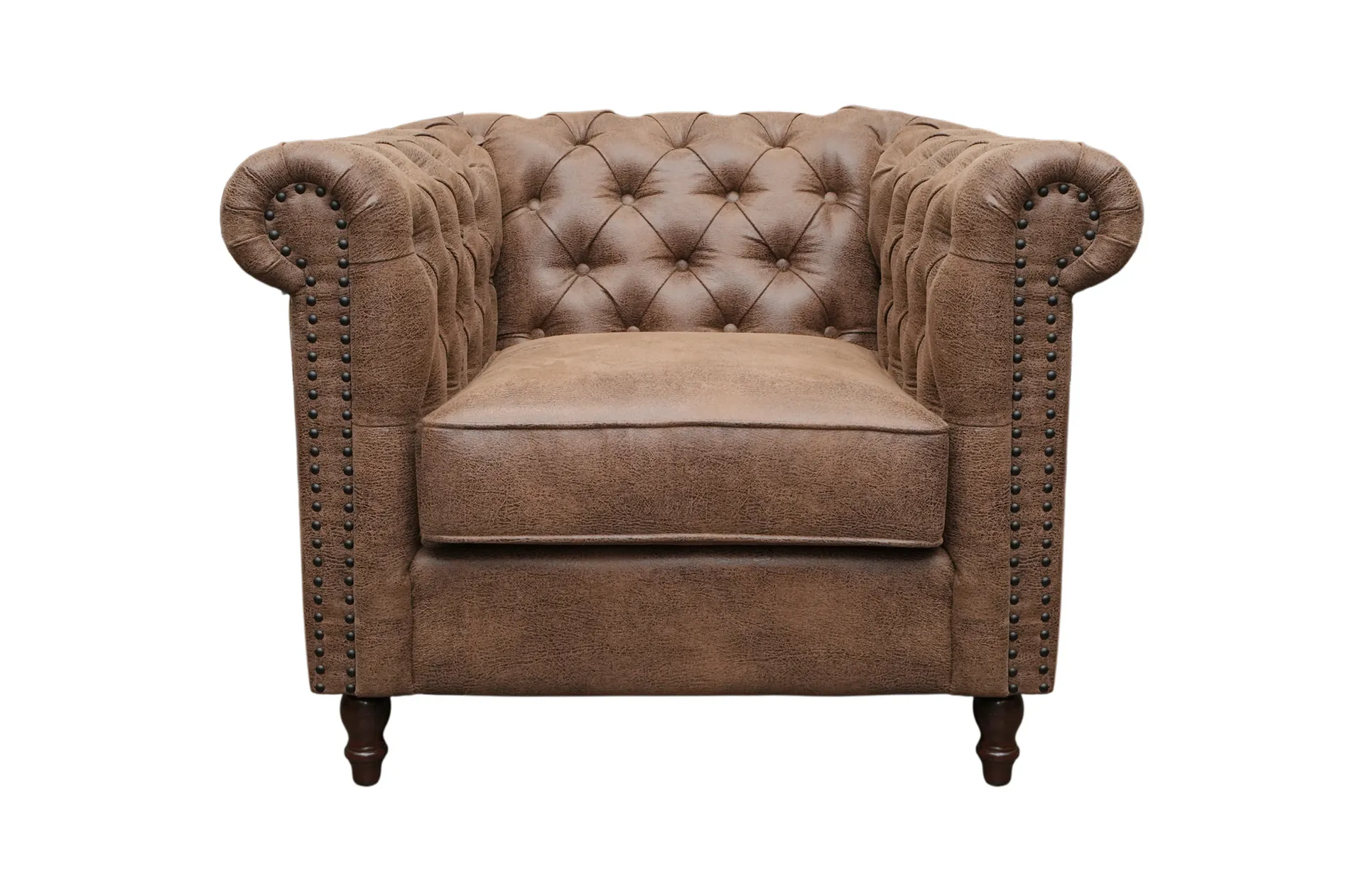 Home Decor Duke Chesterfield Single HLM Mocha Bisque Side View Front View