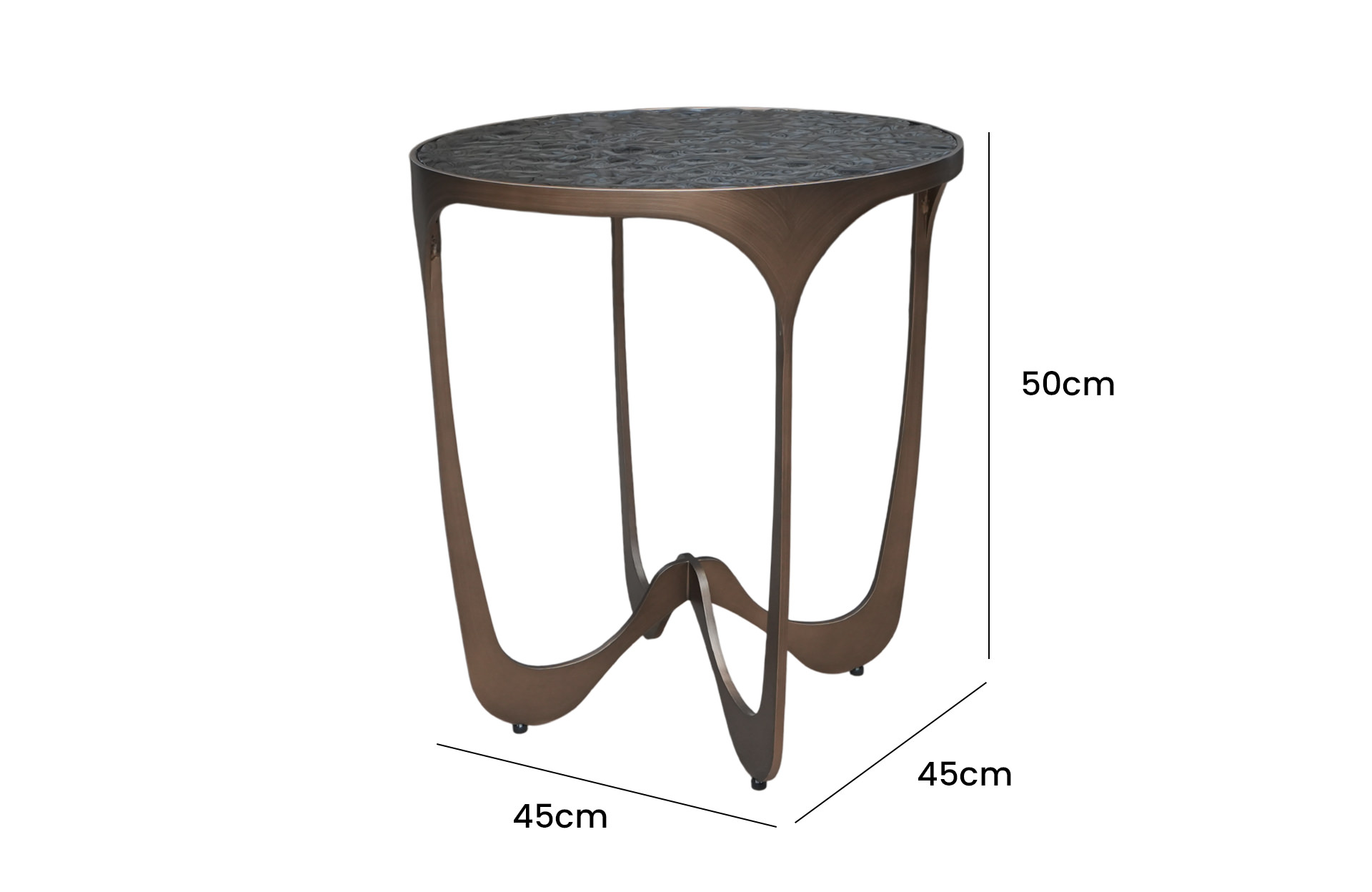 Home Decor End Table ET6182GI Side View Size