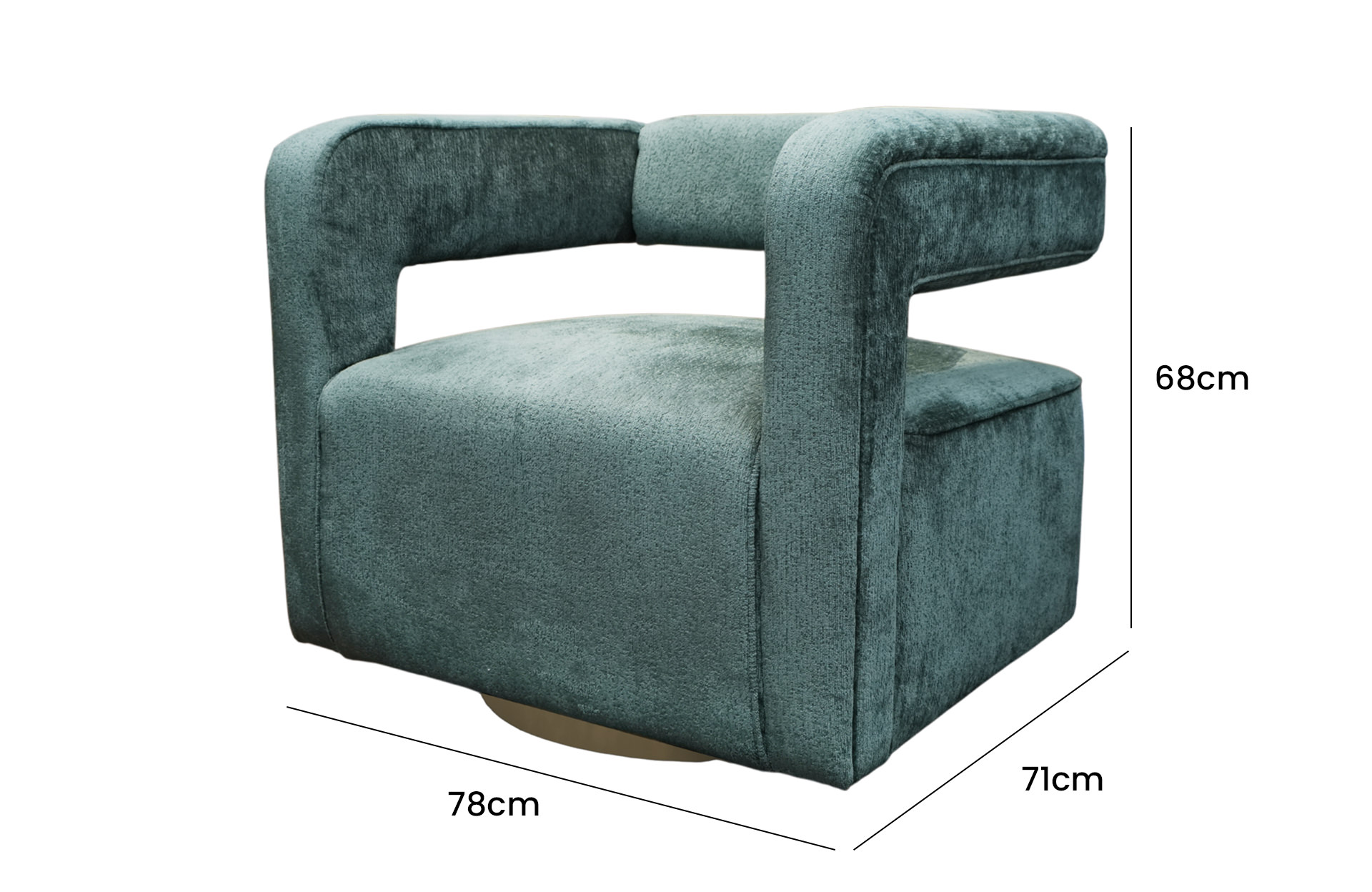 Home Decor Mencer Swivel Armchair ZRW Side View Size