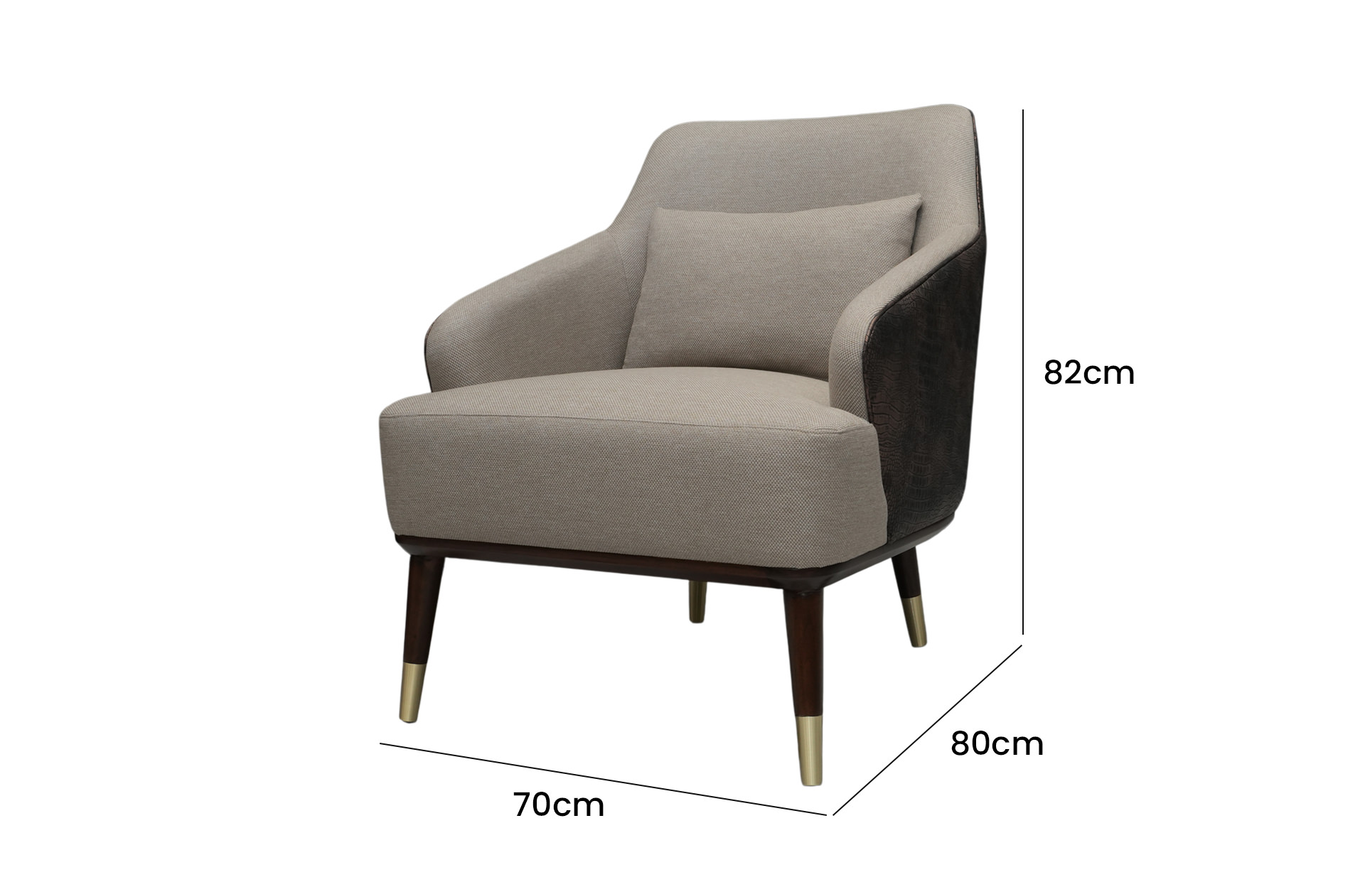 Home Decor Otto Arm Chair GR 03 Plaza (CHO) Side View Size