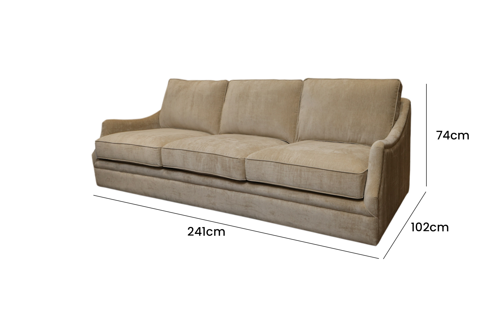 Home Decor Adora Sofa AS-211 Side View Size