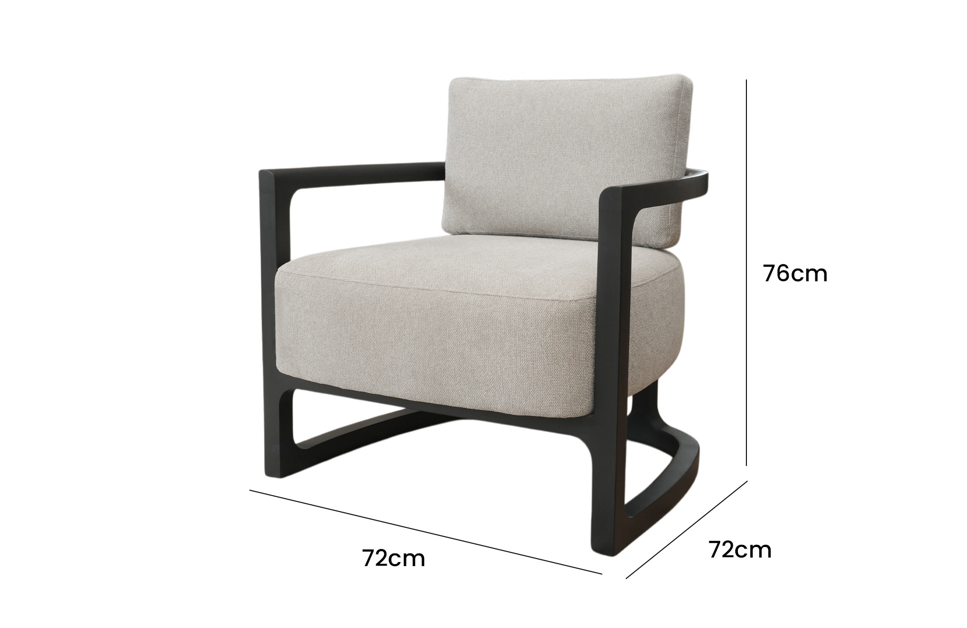Home Decor Armchair Marbella Mars Linen Side View Size