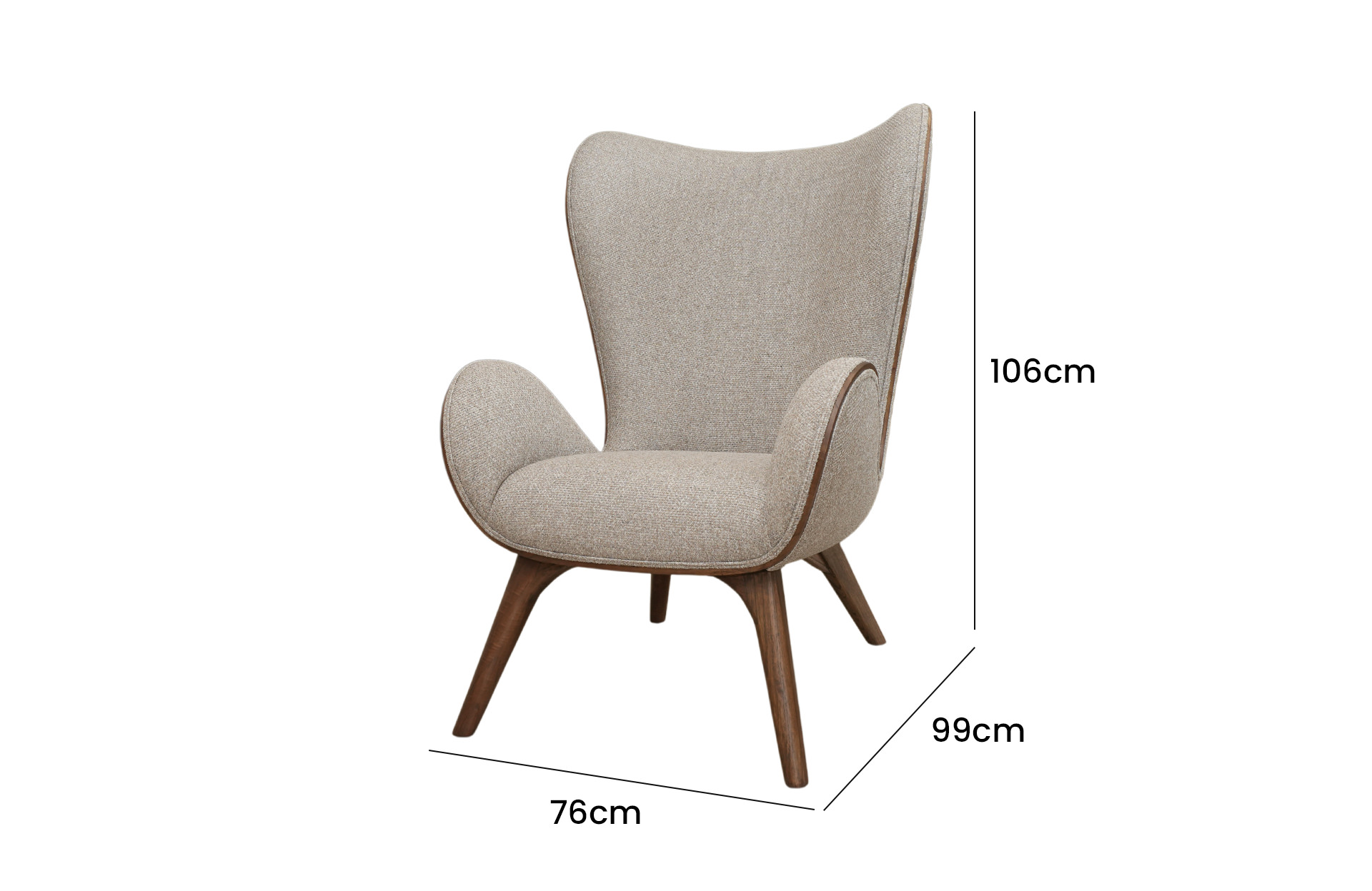 Home Decor Armchair Marino TB 02 Piedra Side View Size