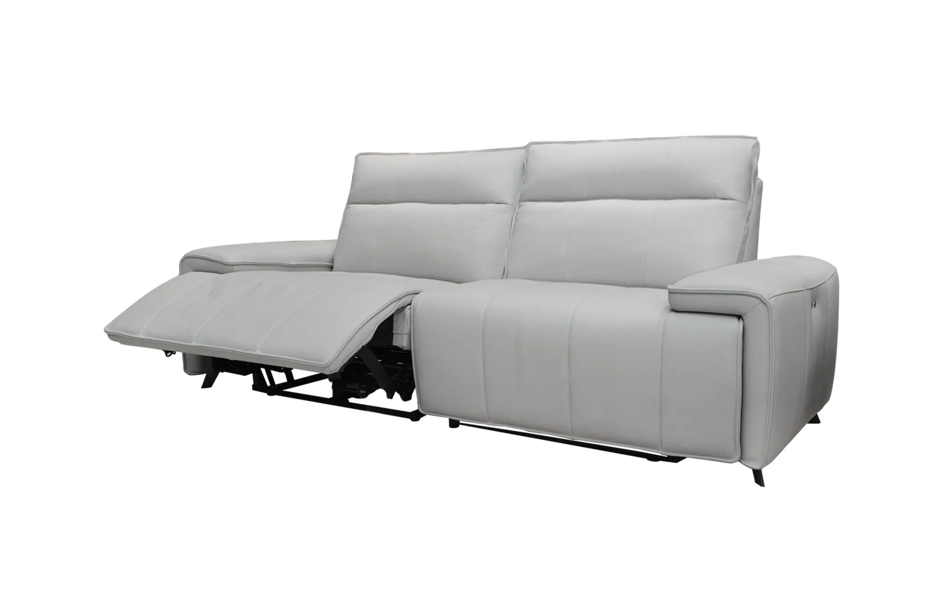 Home Decor Belair Power Leather Sofa 2.5s Silver Gray Side View 2