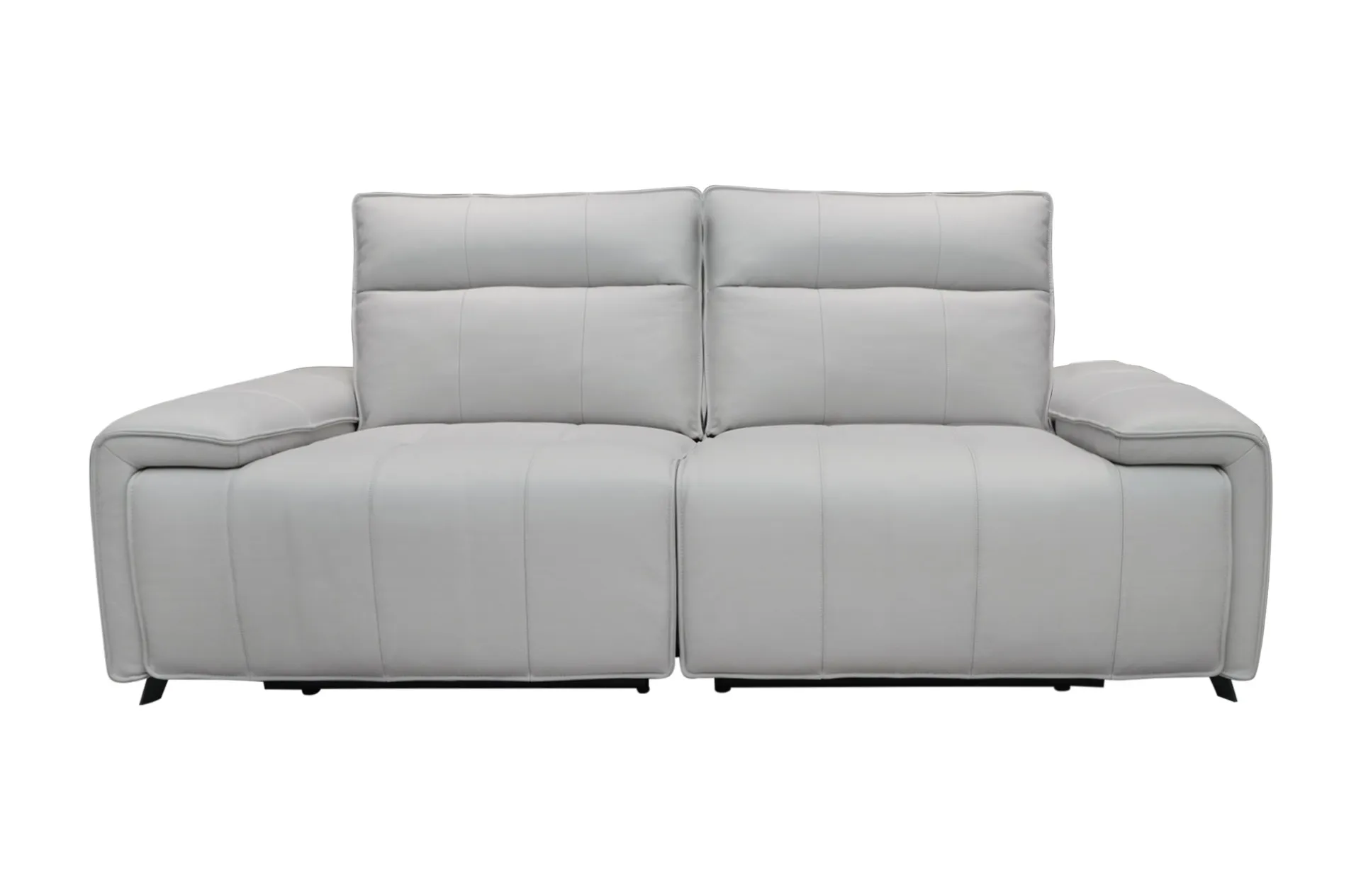 Home Decor Belair Power Leather Sofa 2.5s Silver Gray Front View