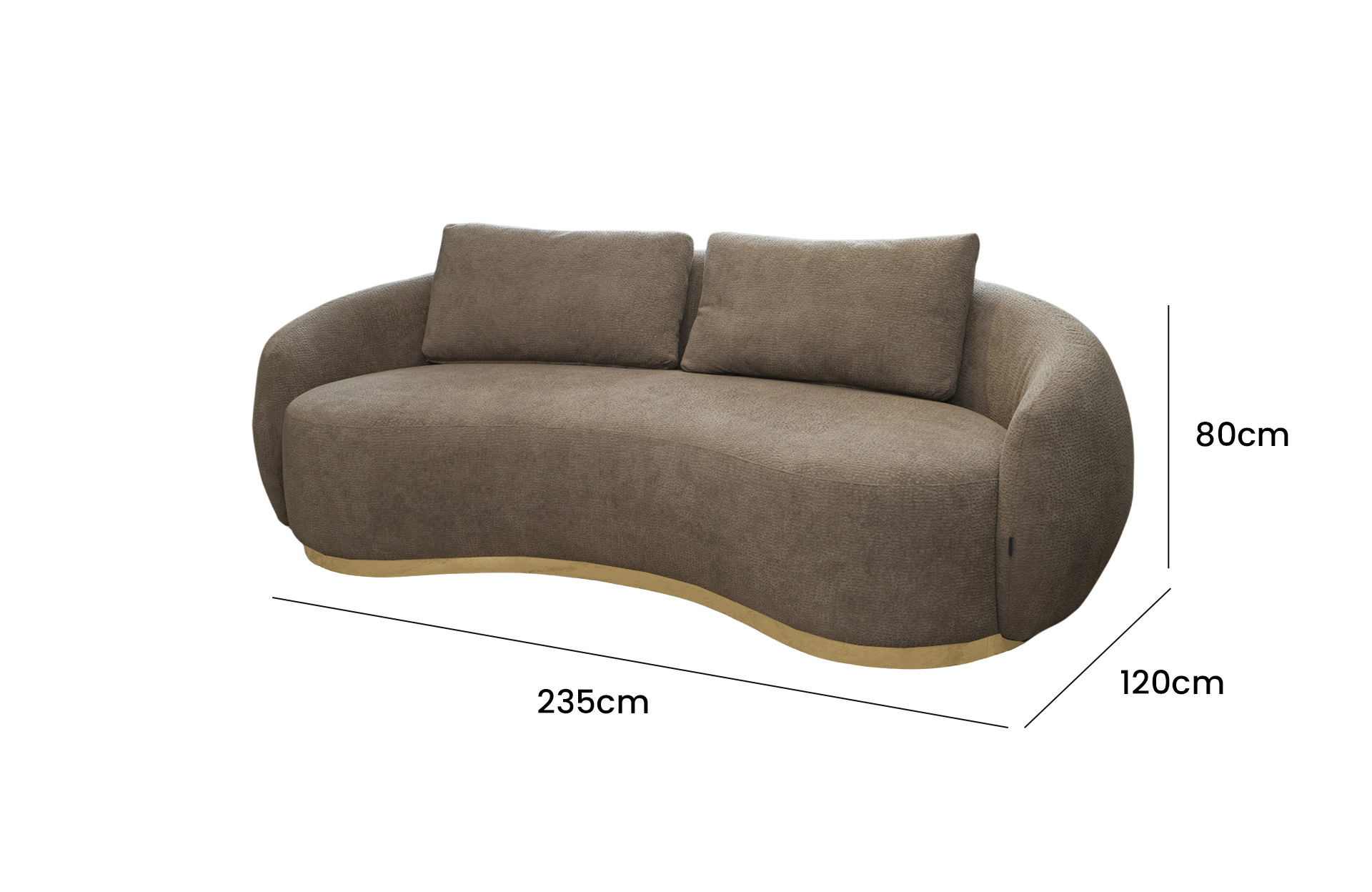 Home Decor Julep Sofa with Stainless PJWR 08 Mink Side View Size