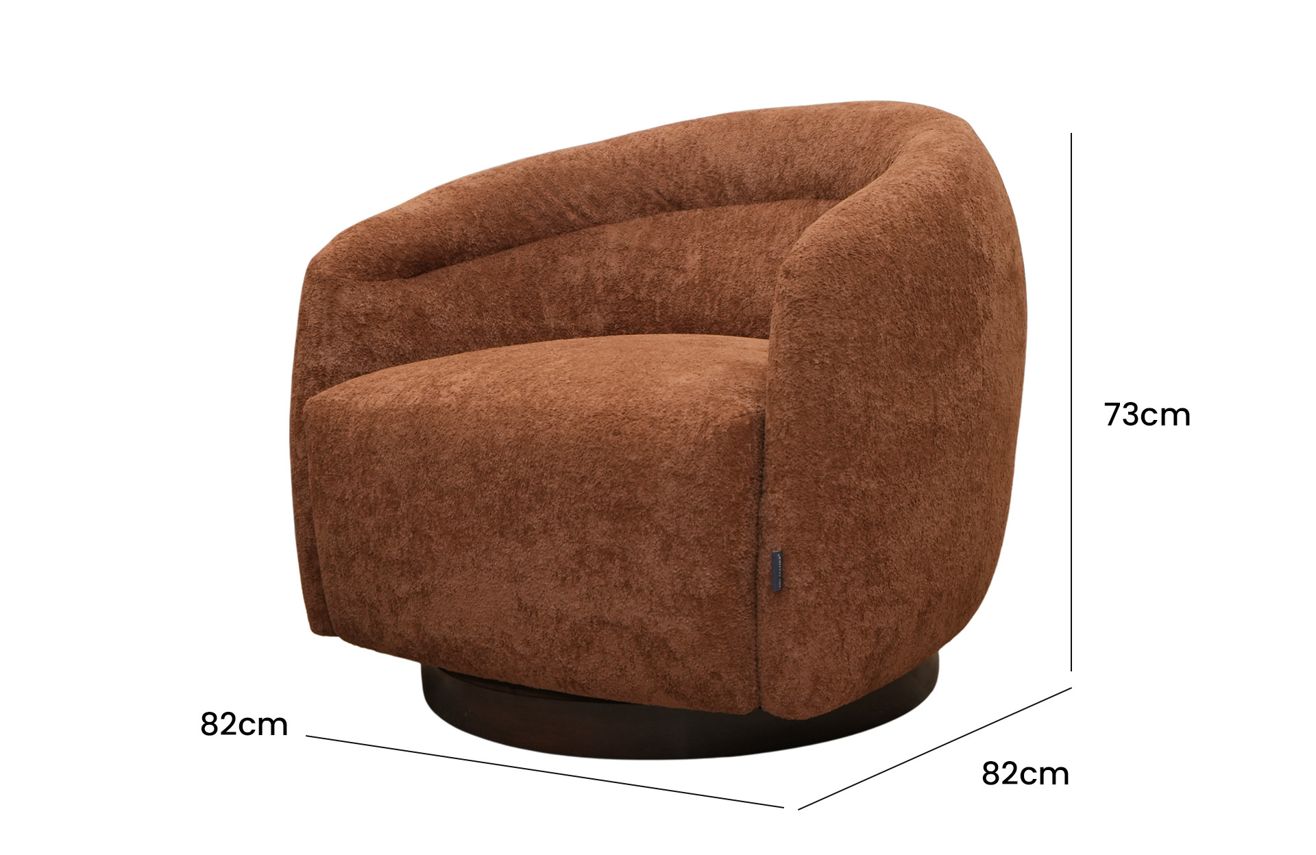 Home Decor Newport Swivel Armchair P 7019-12 Side View Size