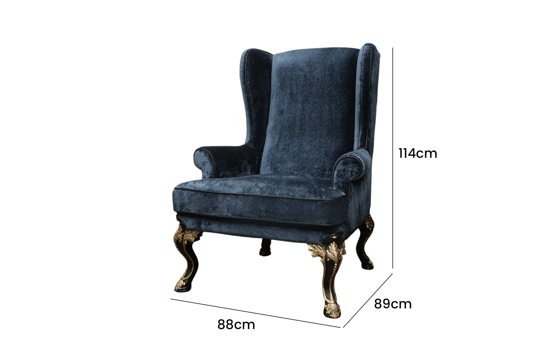 Home Decor Regency Wingchair AC 01 INK Side View Size