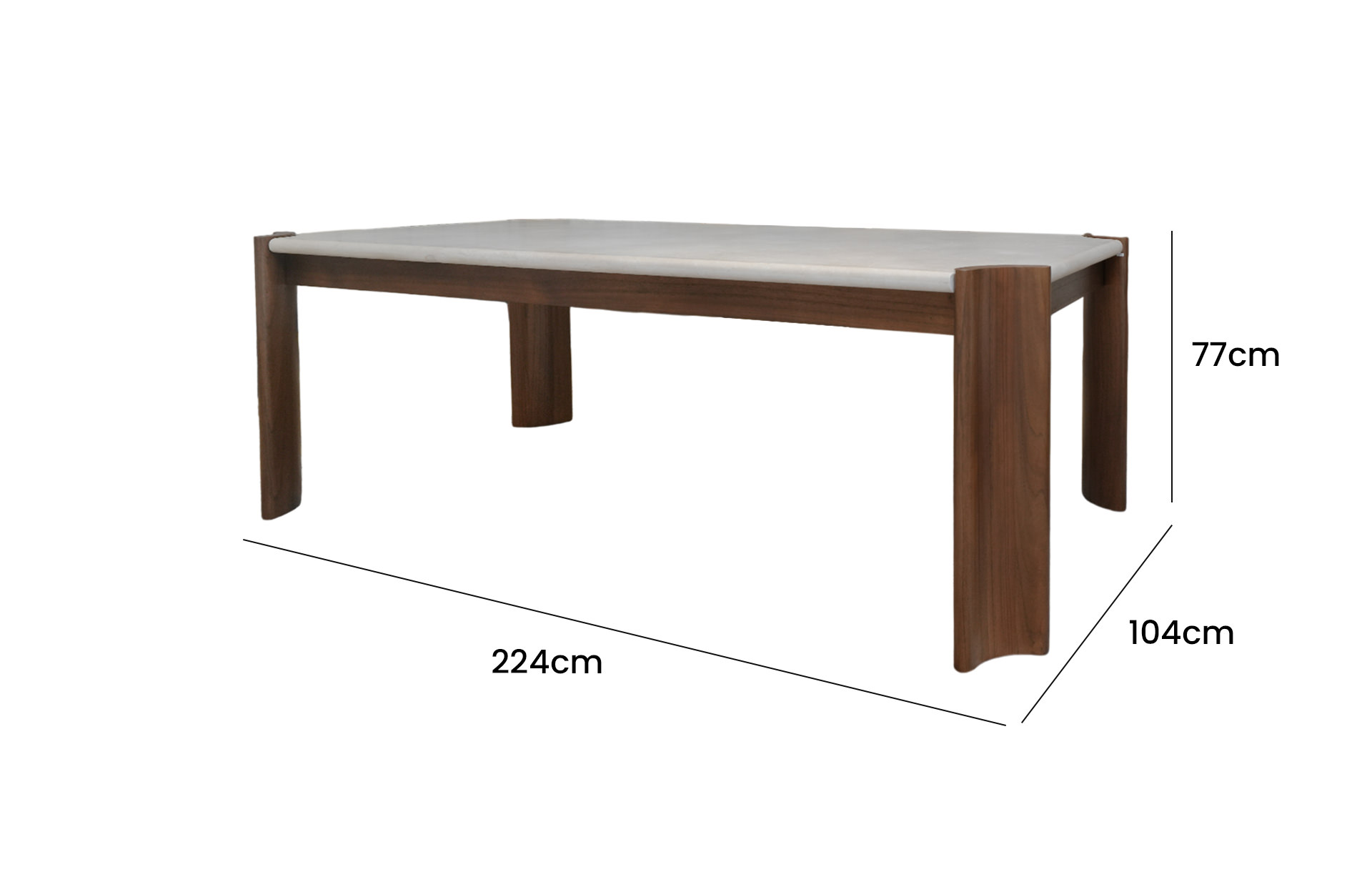 Home Decor Salto Dining Table Side View Size