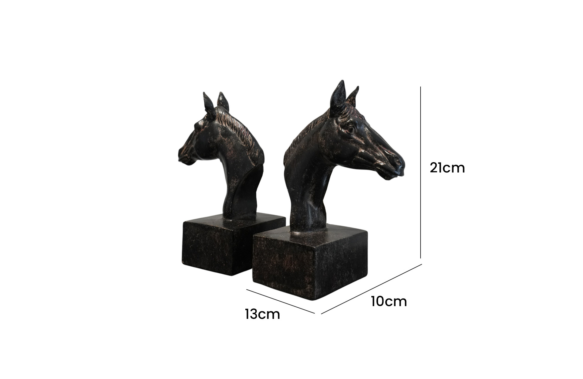Home Decor 73639 Horse Bookends Side View Size