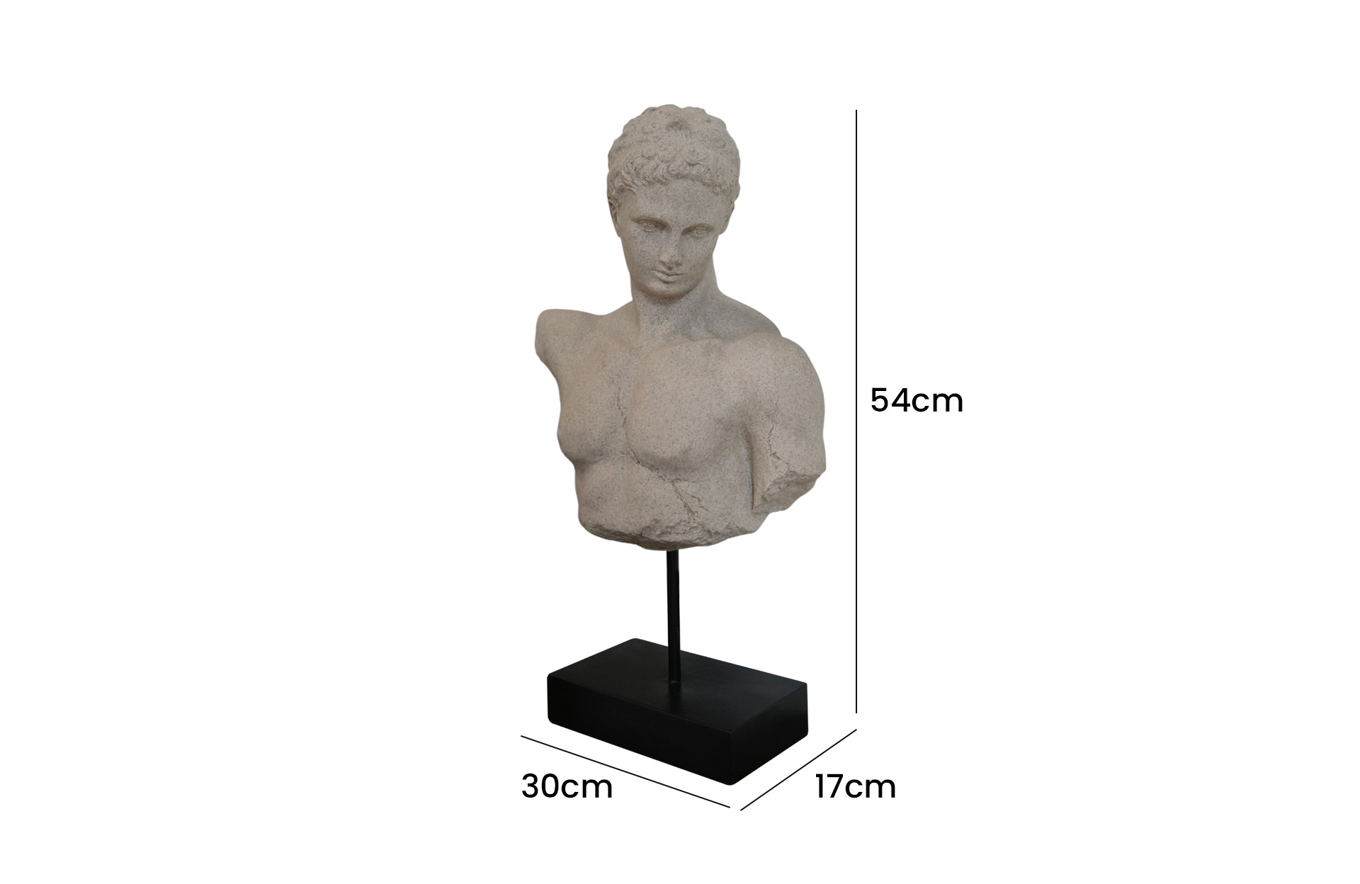Home Decor B5513 Bust on Stand Side View Size