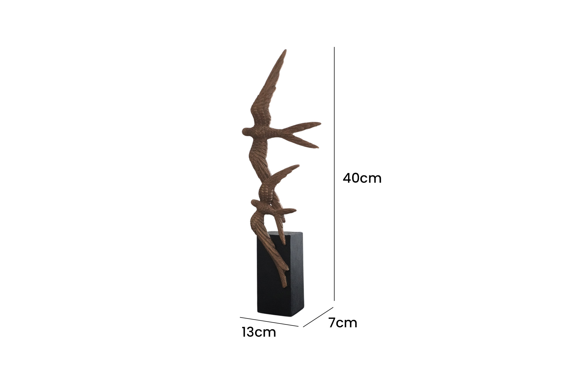 Home Decor B5514 Flying Birds on Stand Side View Size