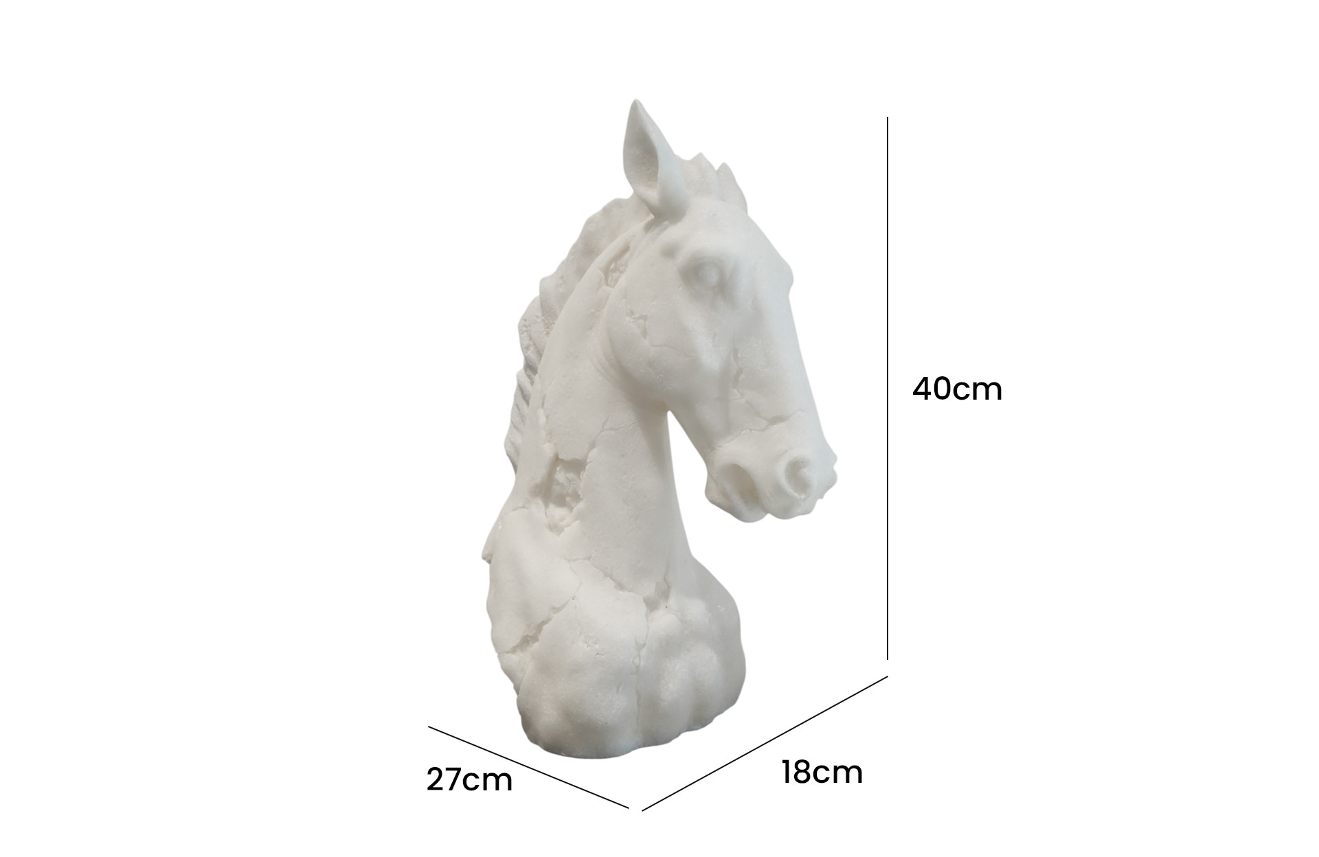Home Decor B8577 Horse Head Sculpture Side / Front View Size