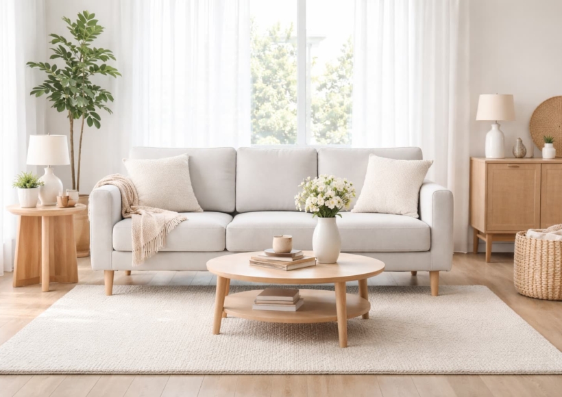 Bright minimalist living room design