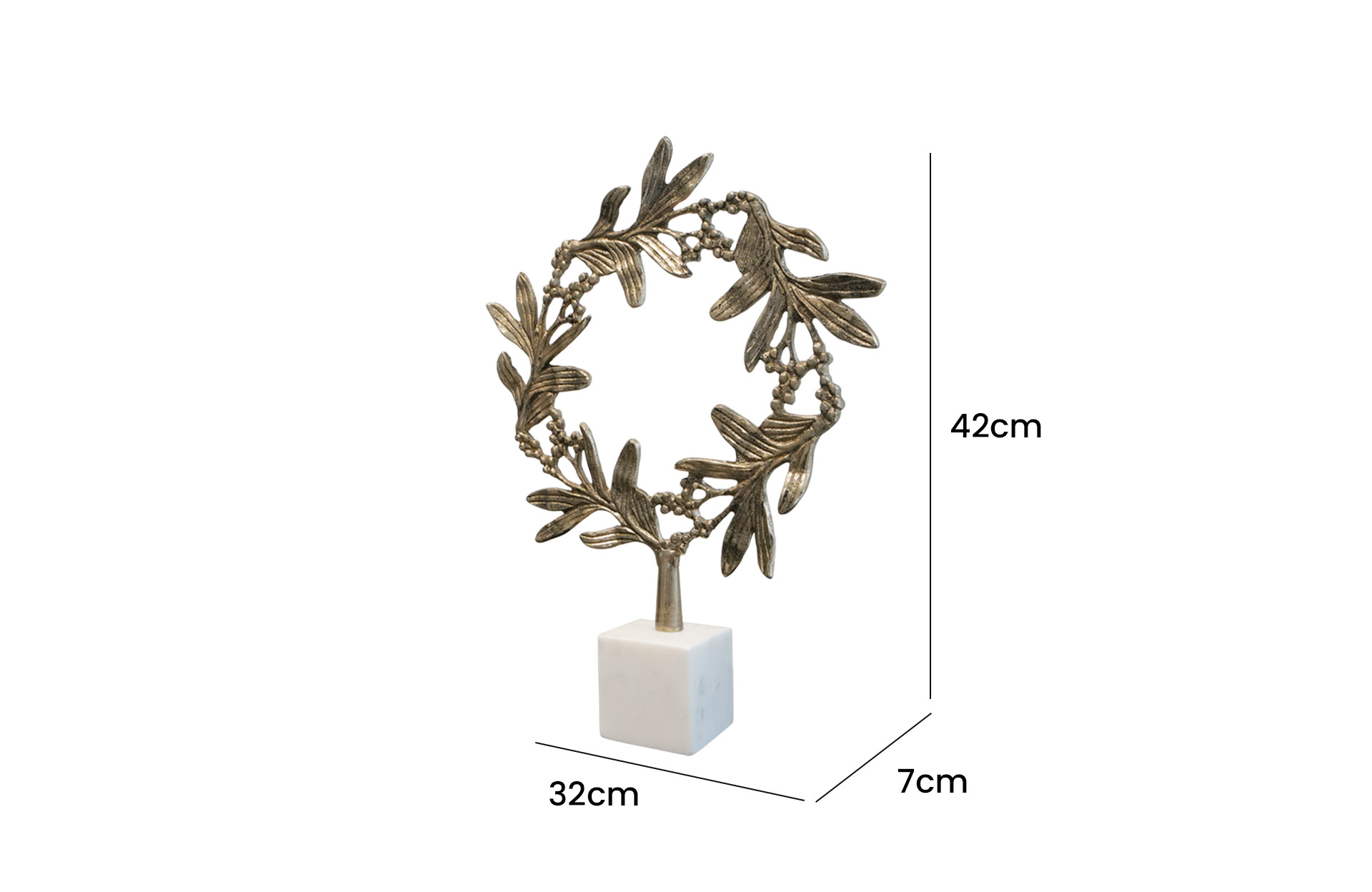 Home Decor D5534 Wreath Sculpture on Stand Side View Size