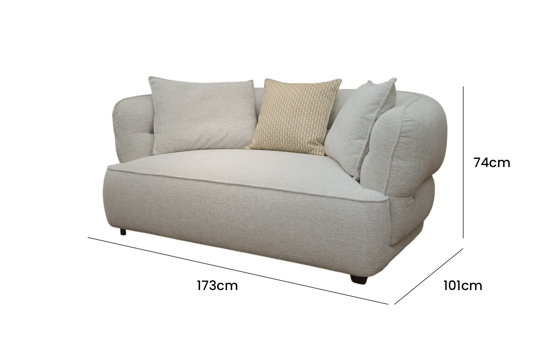 Home Decor Camden Sofa 2 Seater Side View Size
