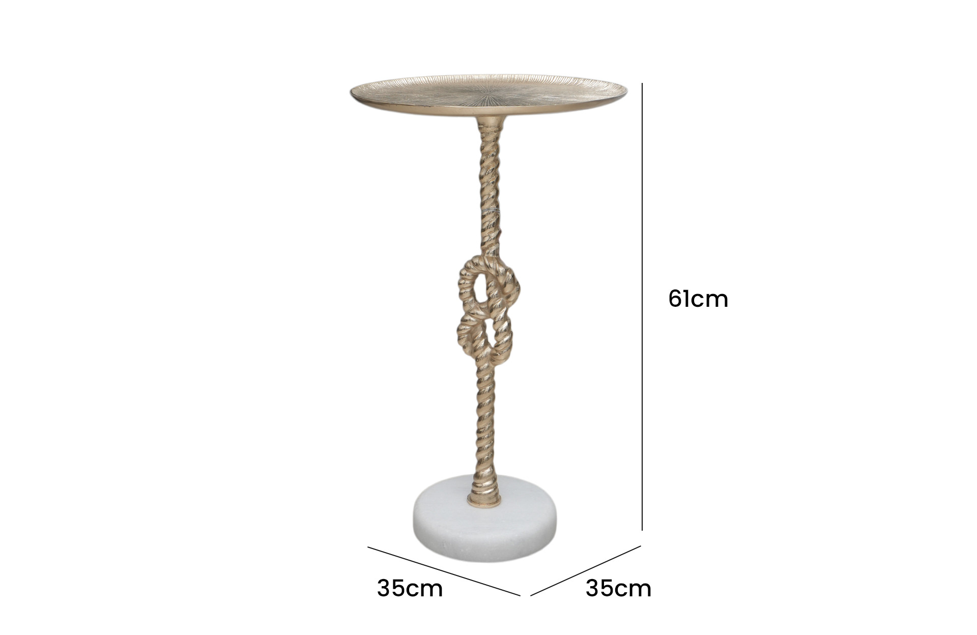Home Decor D8425 Rope Side Table Side View Size