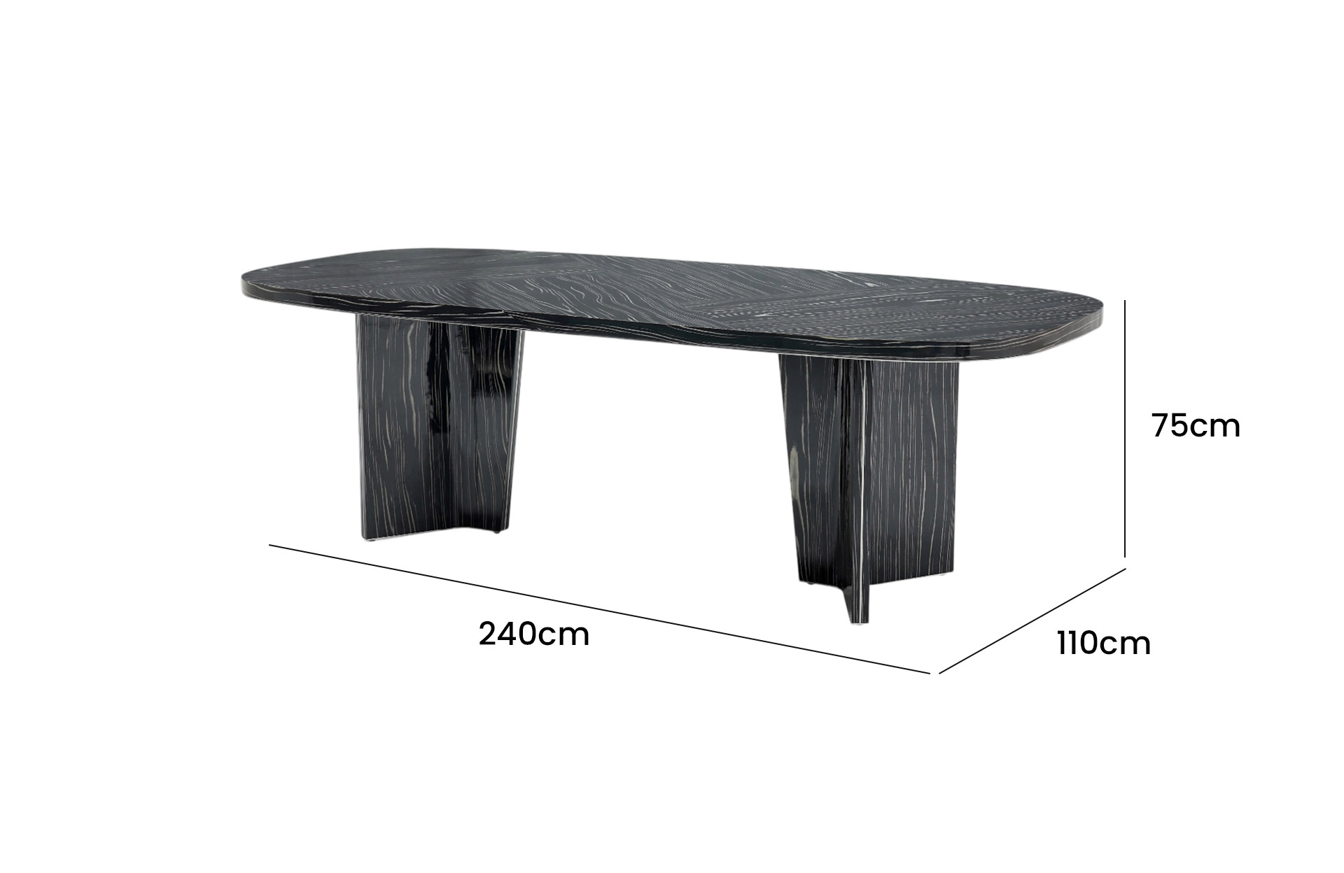 Home Decor Dining Table 030T2.4 Side View Size