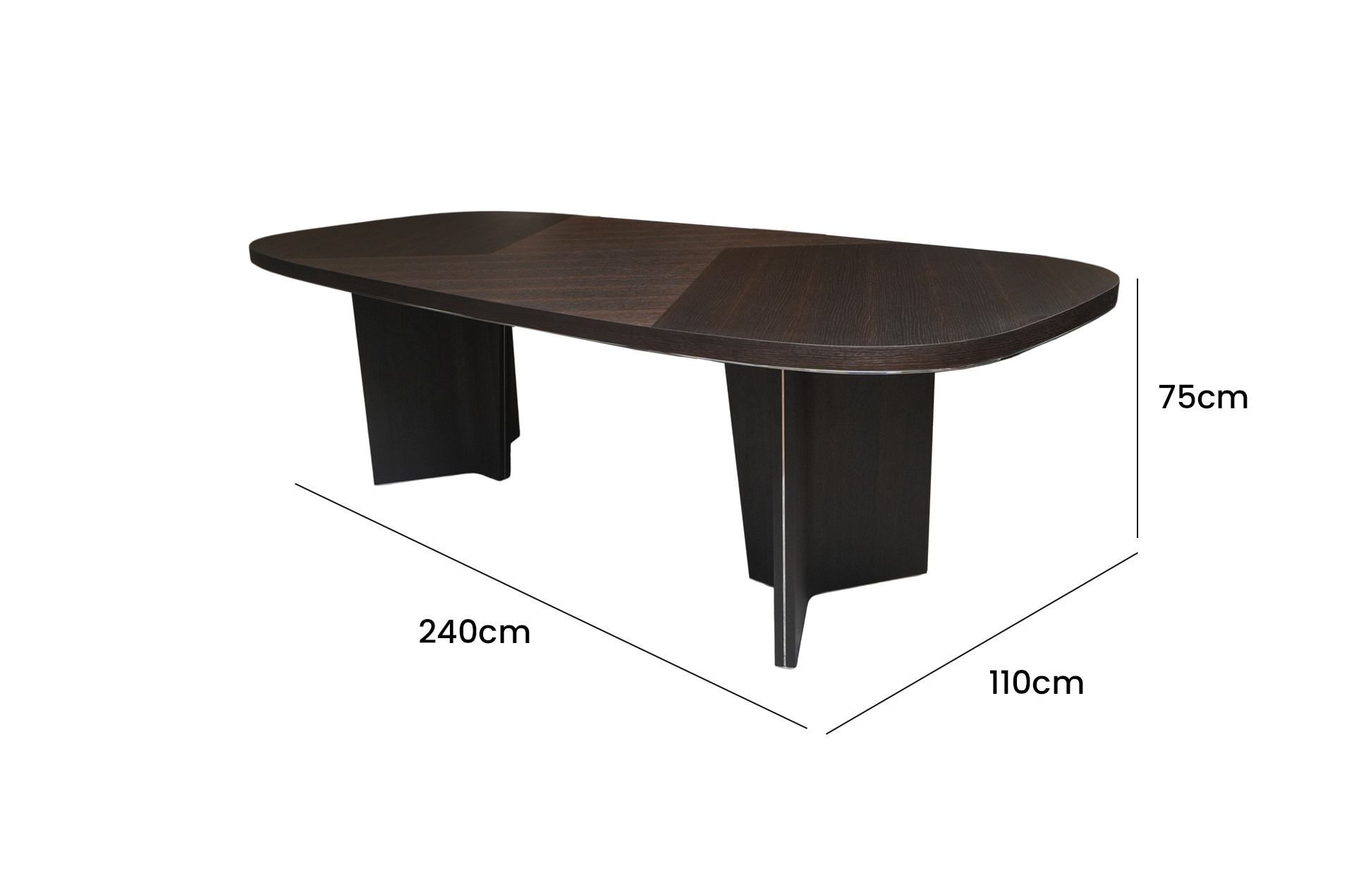 Home Decor Dining Table 030T2.4-Y Side View Size