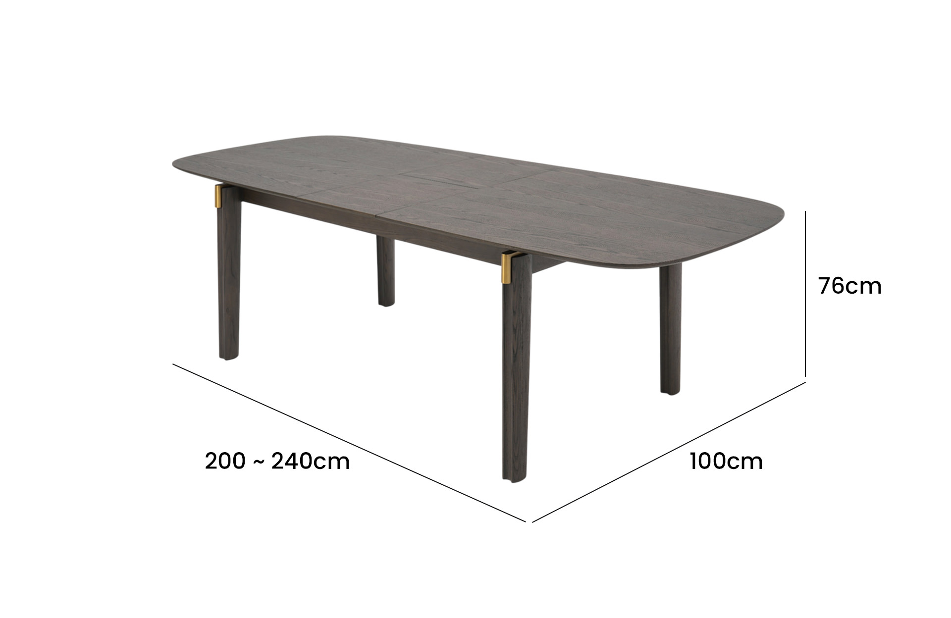 Home Decor Extension Dining Table 1001T2.0 Side View Size