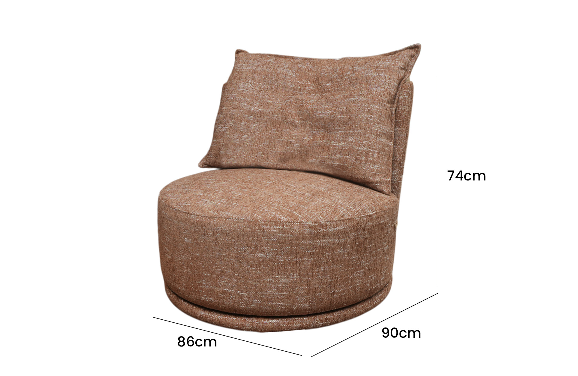 Home Decor Fitz Swivel Armchair Side View Size