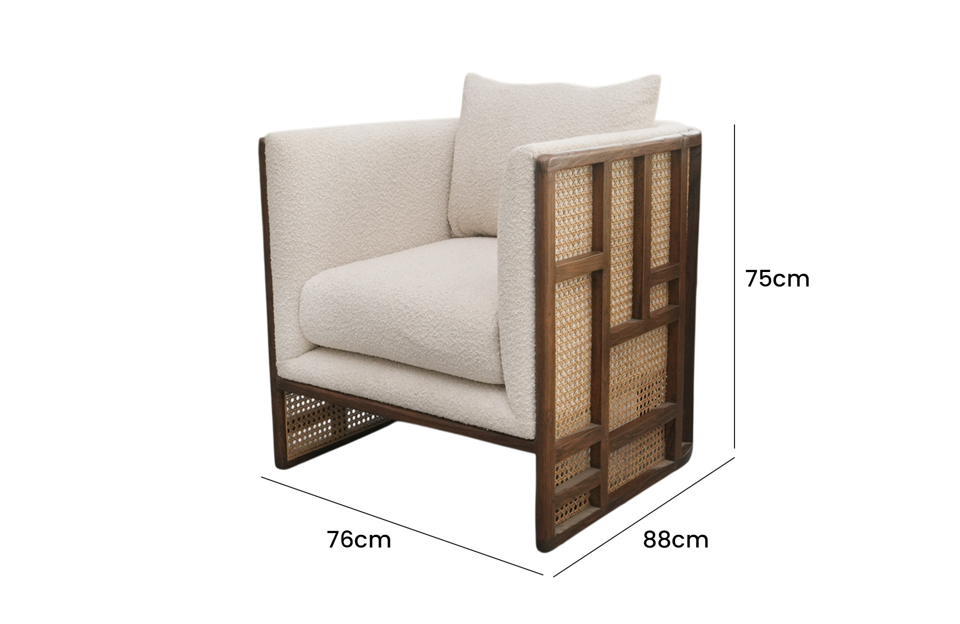Home Decor Jylin Armchair FC 05 Beige Side / Front View Size