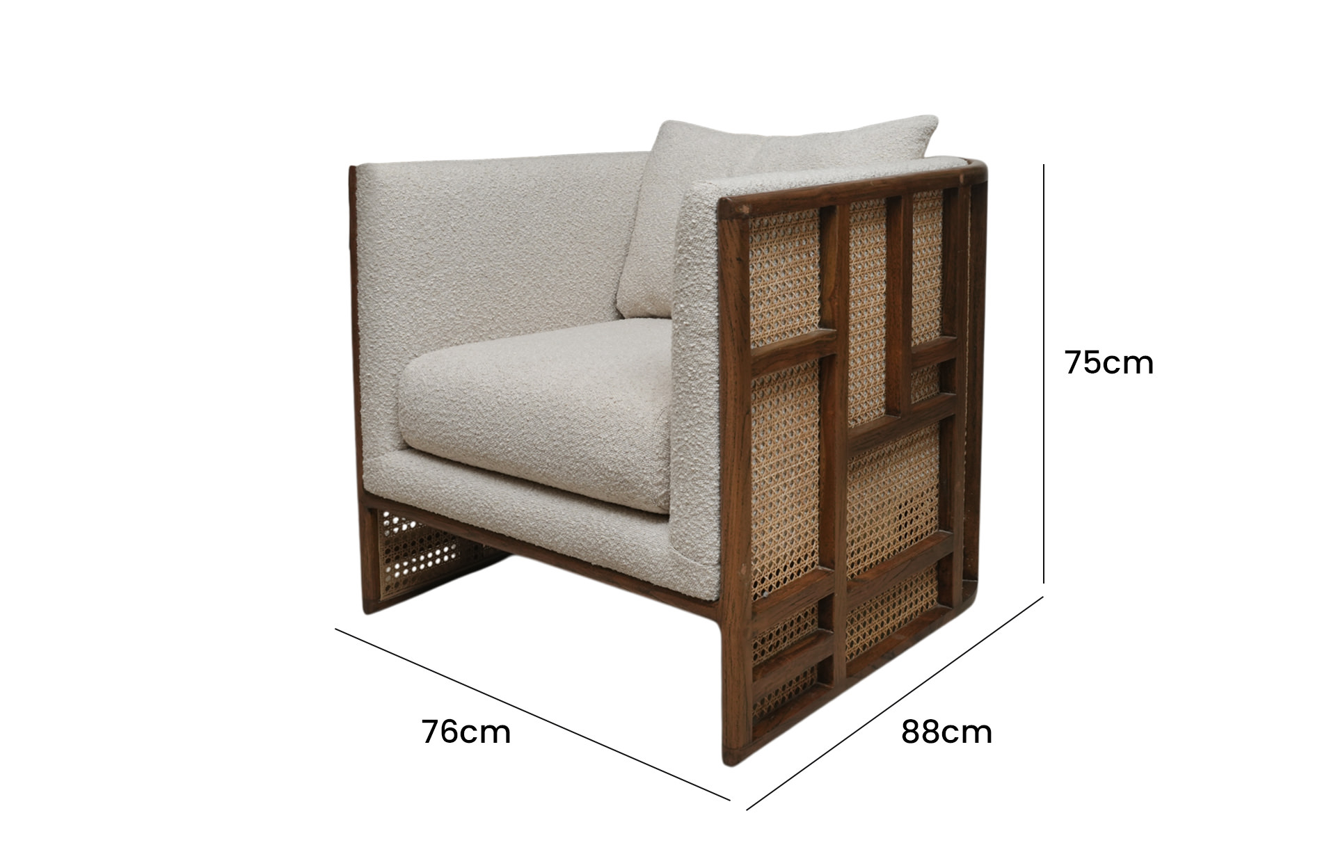 Home Decor Jylin RV Armchair FC 05 Beige Side View Size