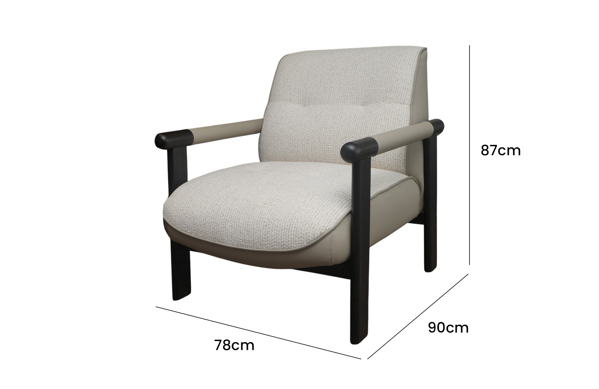 Home Decor Ojai Armchair Side View Size