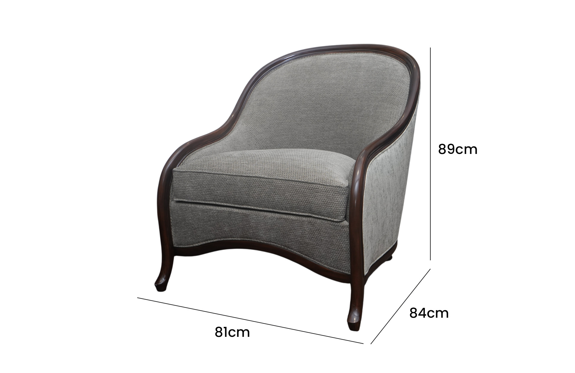 Home Decor One Seater Courbe 34499 Lucy Tawny Side View Size