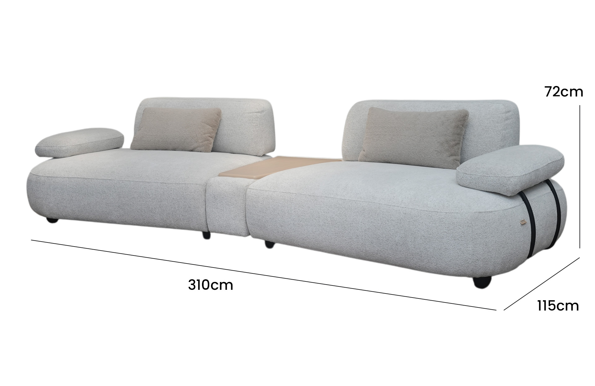 Home Decor Seweca Sofa and Table Side View Size