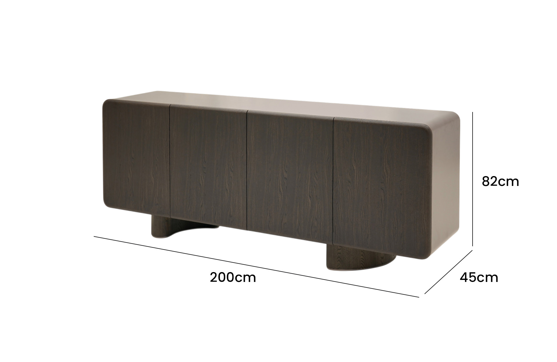 Home Decor Sideboard 068M2.0 Side View Size