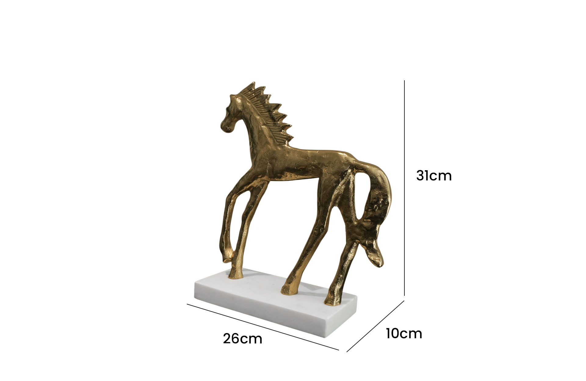 Home Decor 86849-DS Horse Sculpture on Stand Side / Back View Size