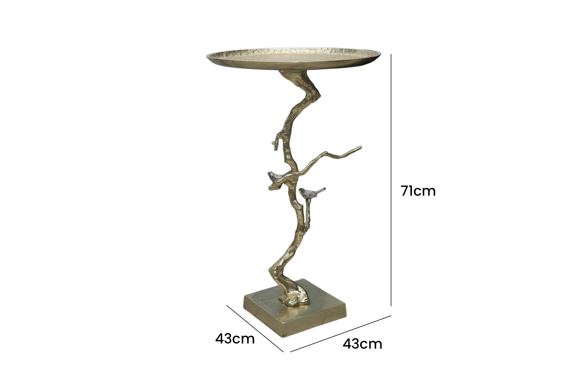 Home Decor AV39715-Gold Contemporary Shiny Gold Table SIde View Size
