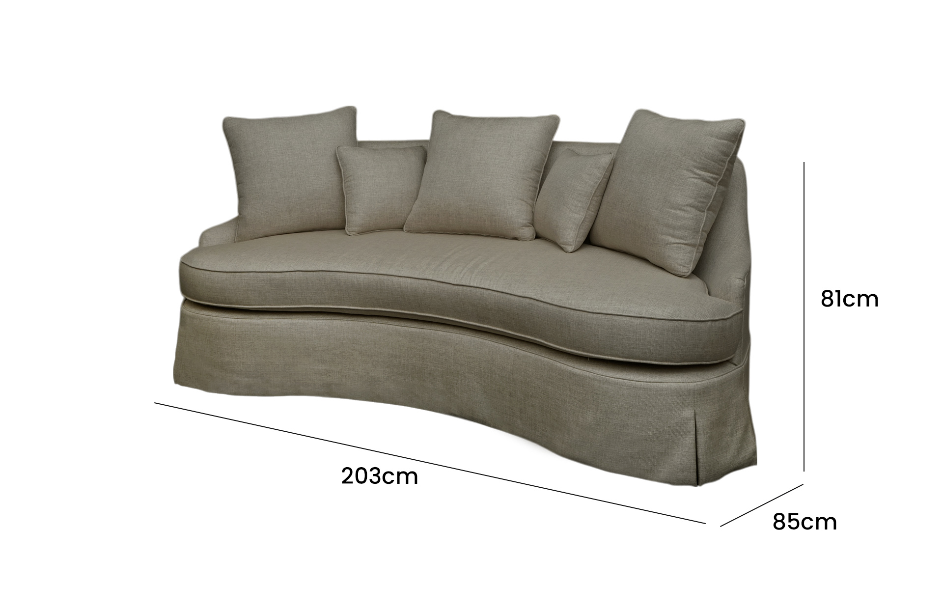 Home Decor Chestnut Sofa HRLD 10 Cocoa Side View Size