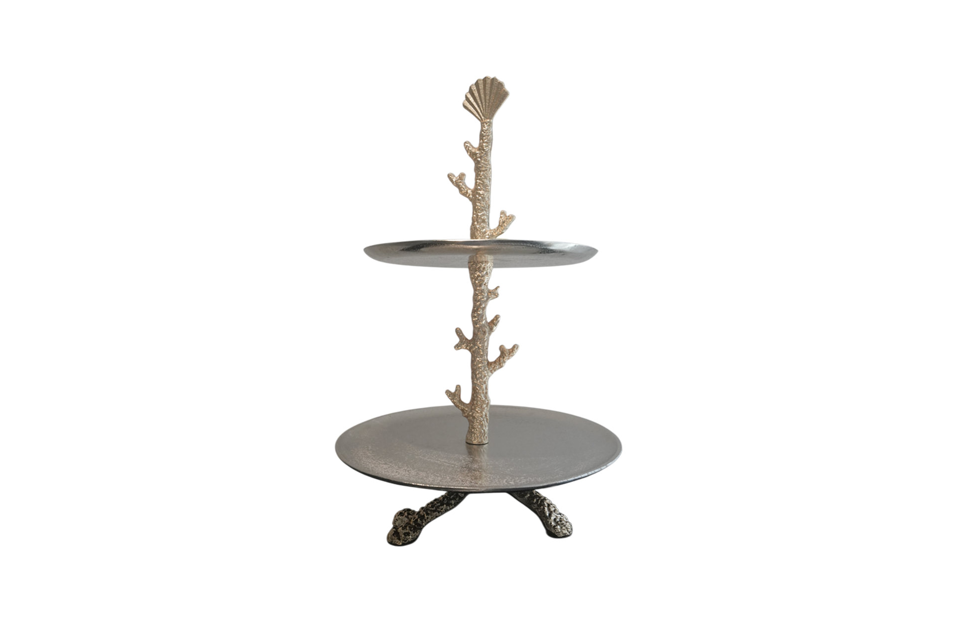 Home Decor D8418 2-Tier Coral Tray Stand Front View