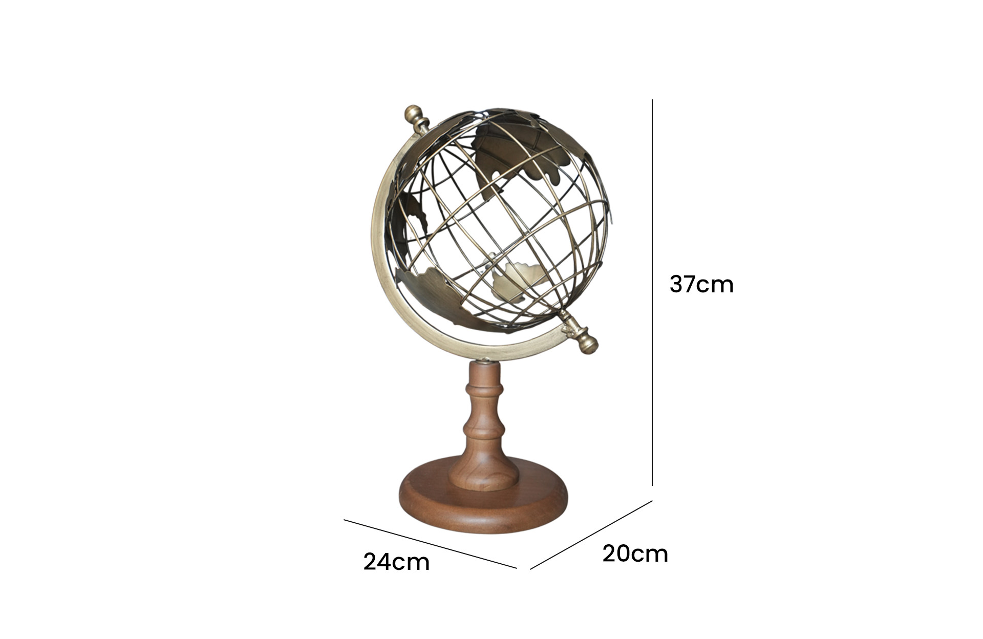 Home Decor D8633 Globe Decor Side View Size