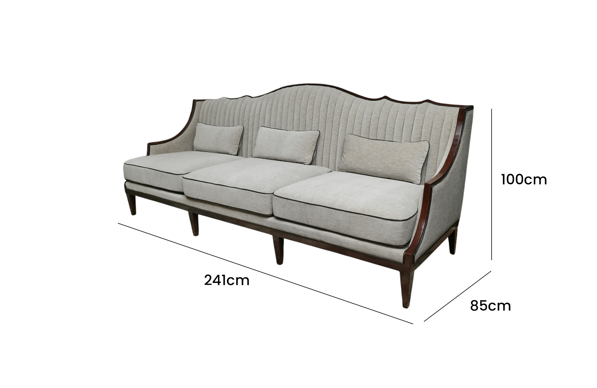 Home Decor Jasmine Sofa AVT 07 Sand Side View Size